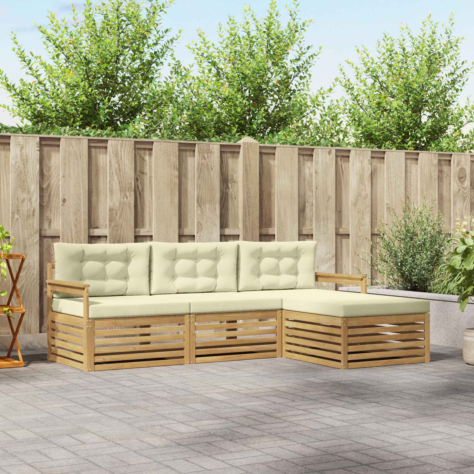 Set vanjskih sofa 4 kom. Bijela i krem Poliester
