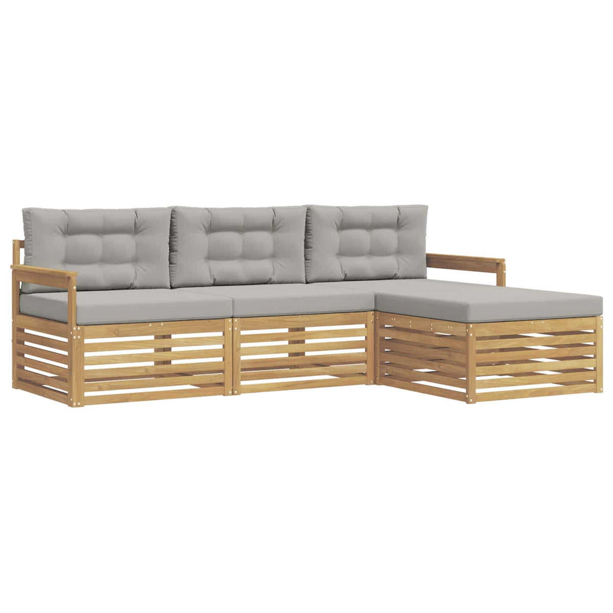 Set vanjskih sofa 4 pcs Bijela i svjetlosiva Poliester