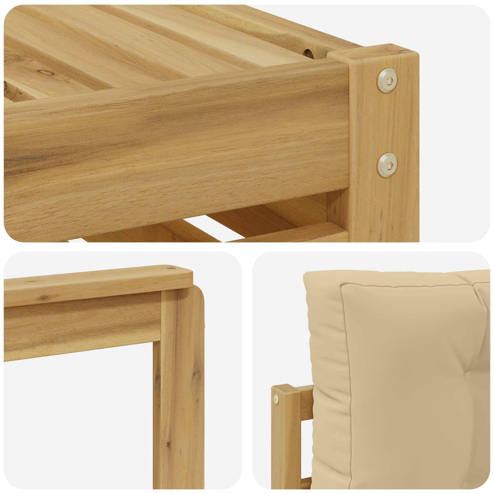 Set vanjskih sofa s jastukom 4 pcs Bijela i bež Poliester