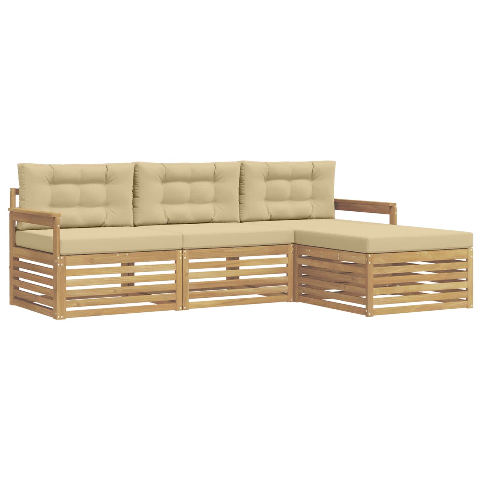 Set vanjskih sofa s jastukom 4 pcs Bijela i bež Poliester