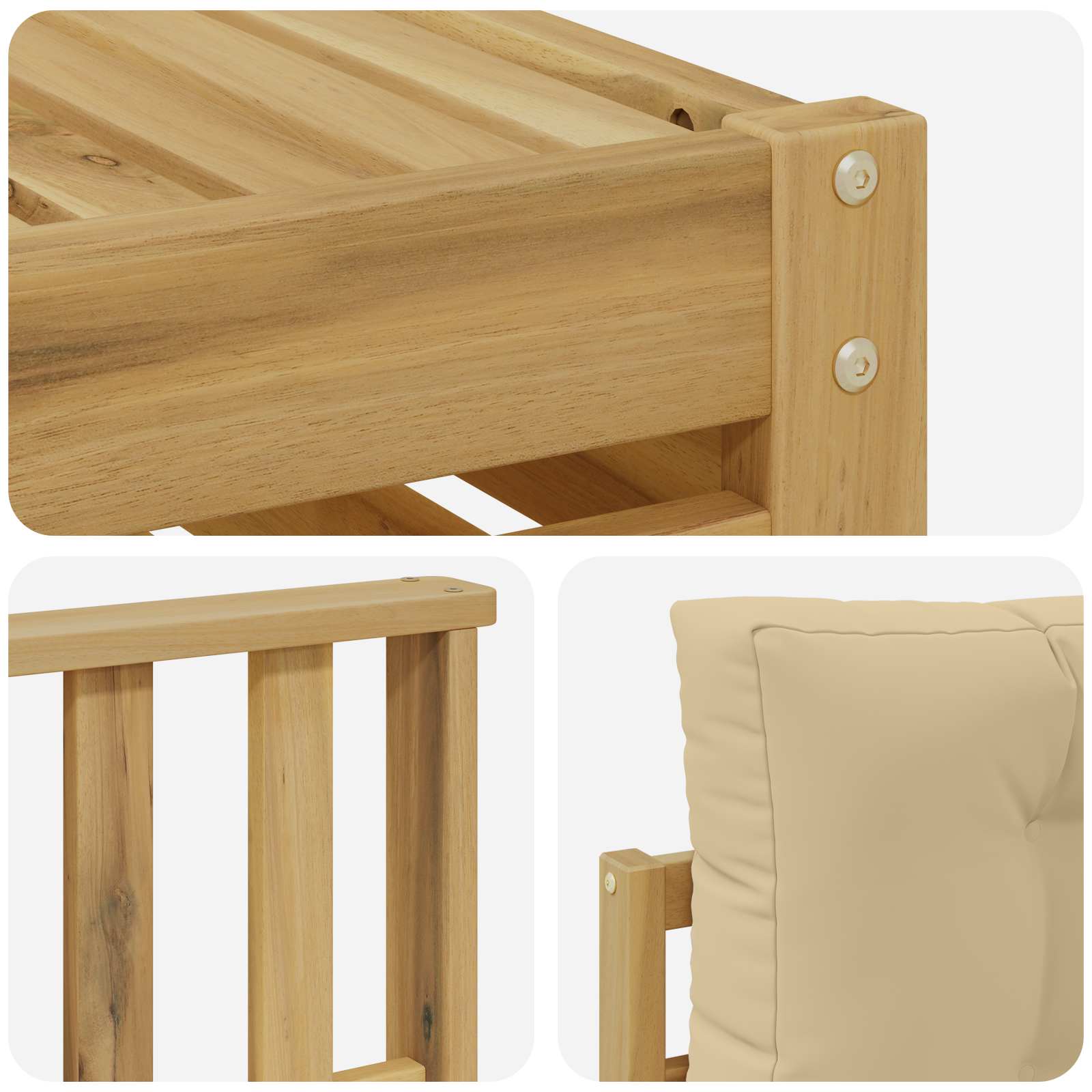 Set vanjskih sofa s jastukom 4 pcs Bijela i bež Poliester