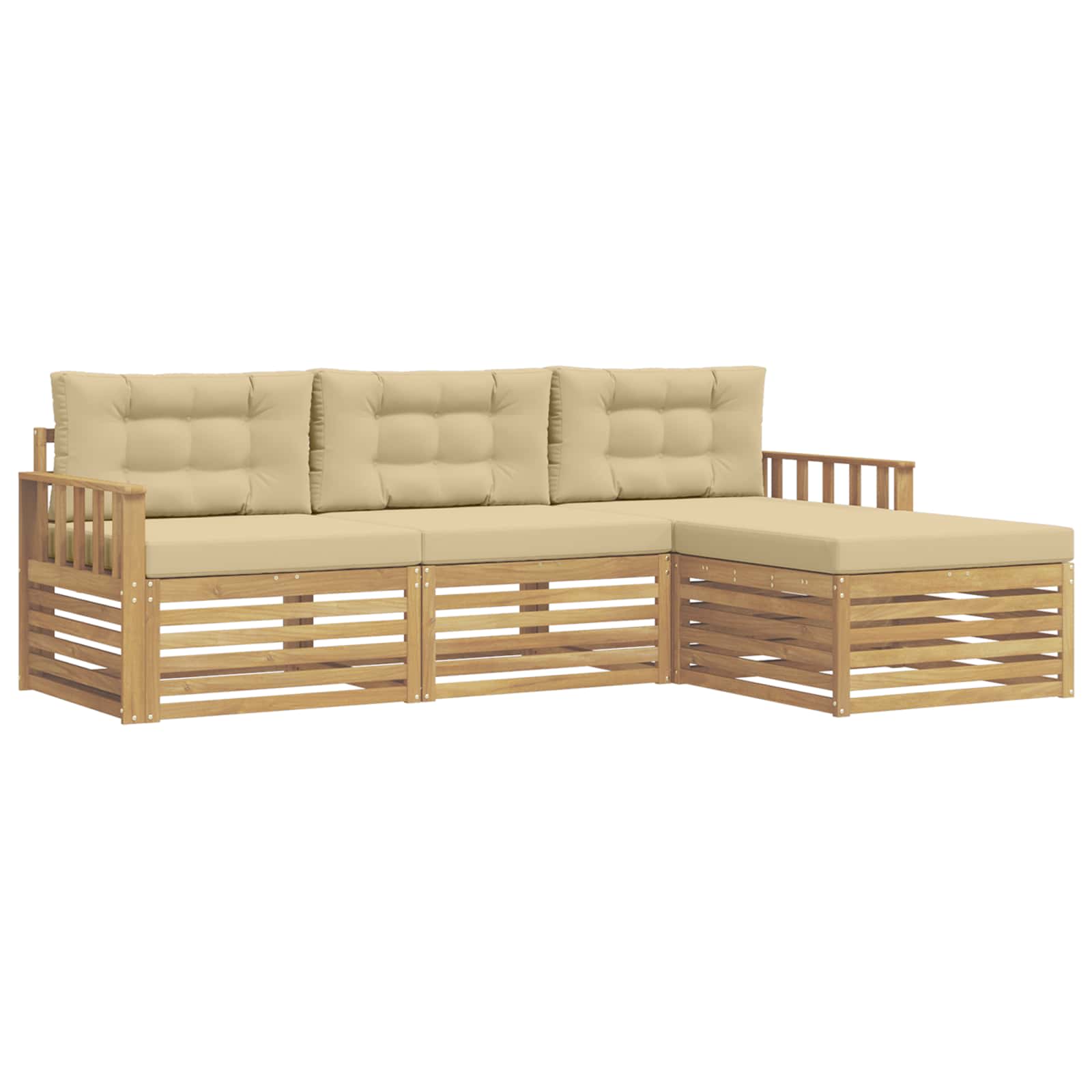 Set vanjskih sofa s jastukom 4 pcs Bijela i bež Poliester