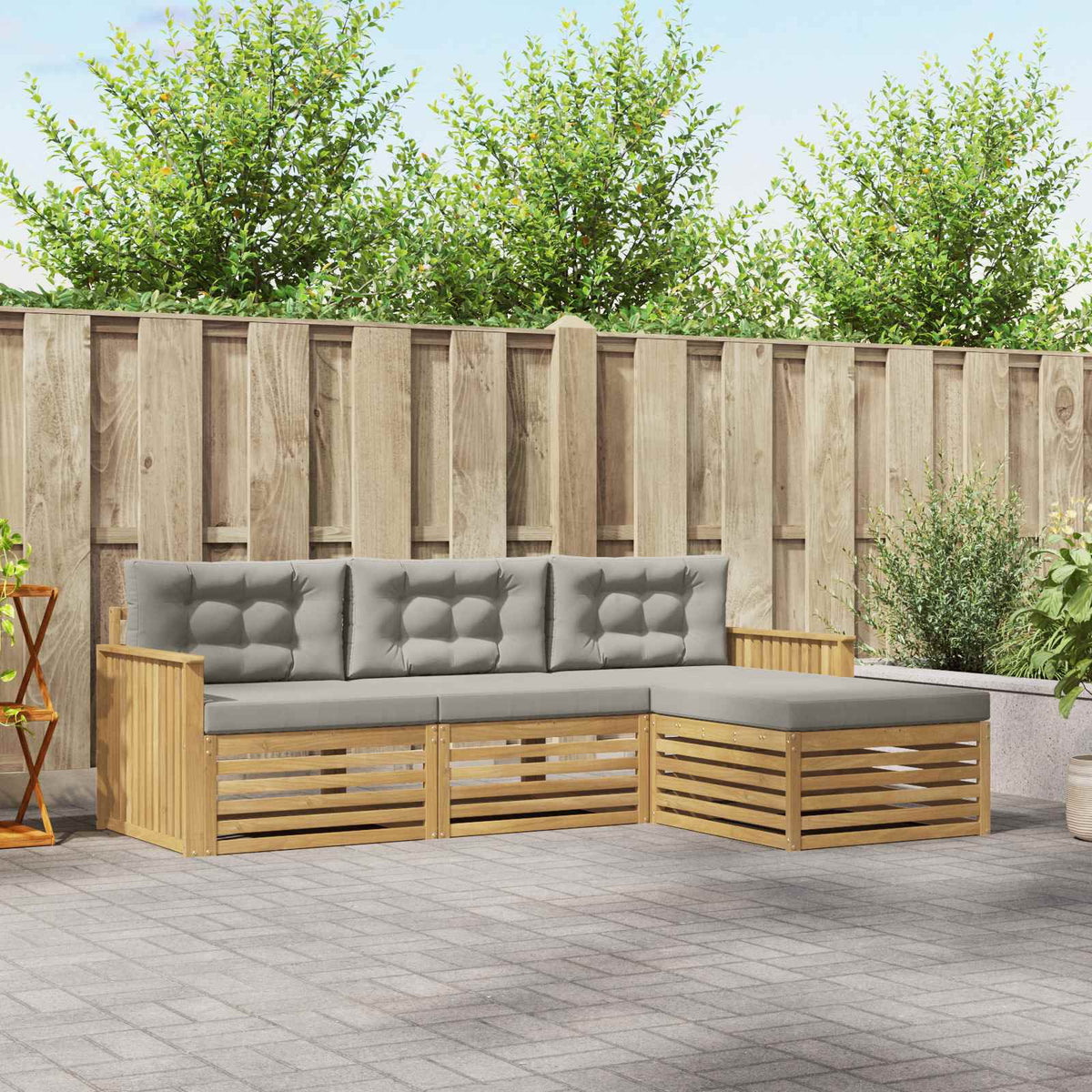 Set vanjskih sofa 4 kom. Bijela i svjetlosiva