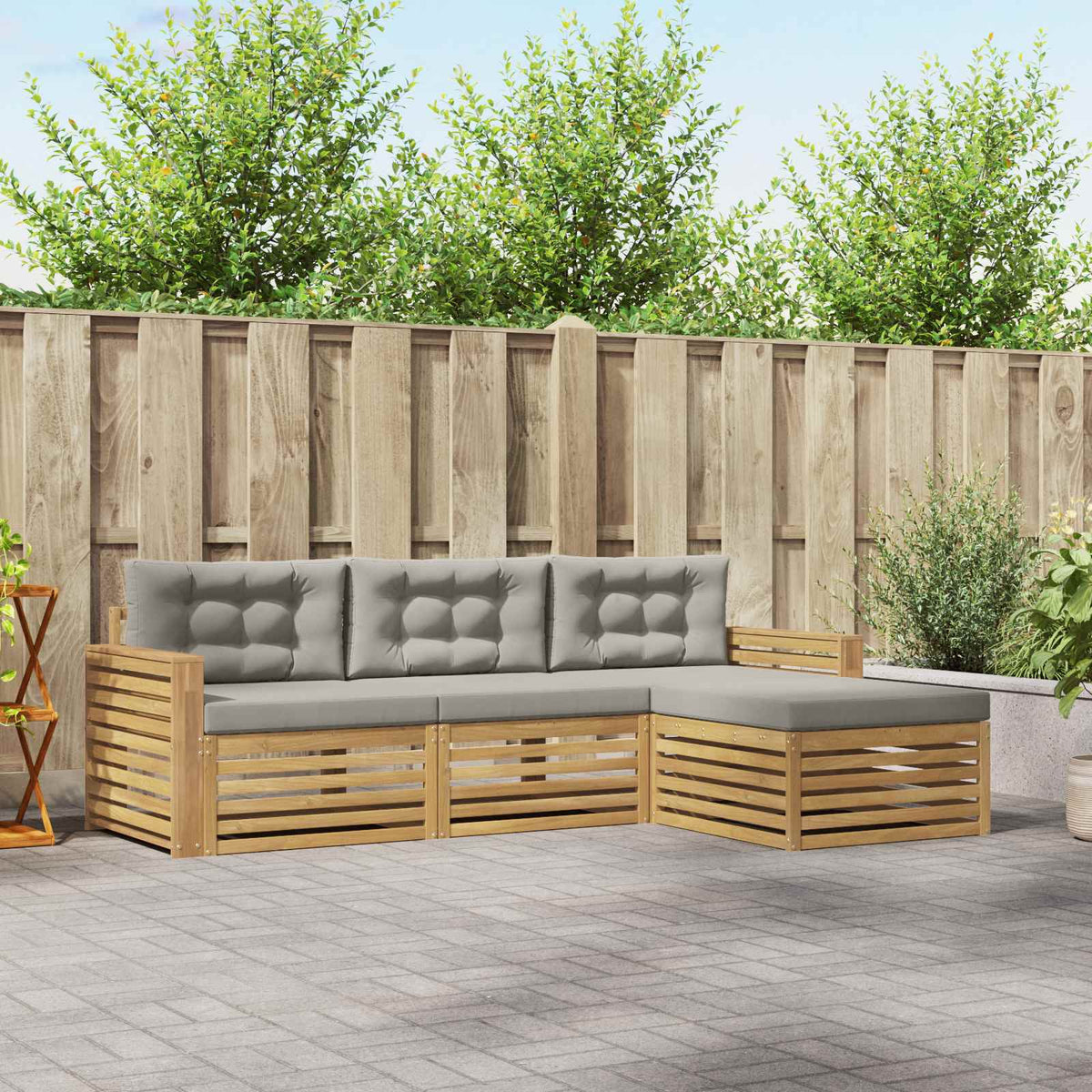 Set vanjskih sofa 4 kom. Bijela i svjetlosiva