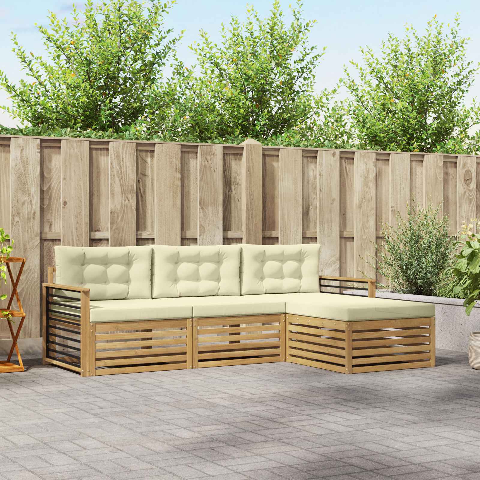 Set vanjskih sofa 4 kom. Bijela i krem Poliester
