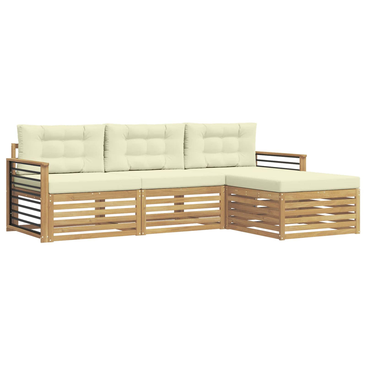 Set vanjskih sofa 4 kom. Bijela i krem Poliester