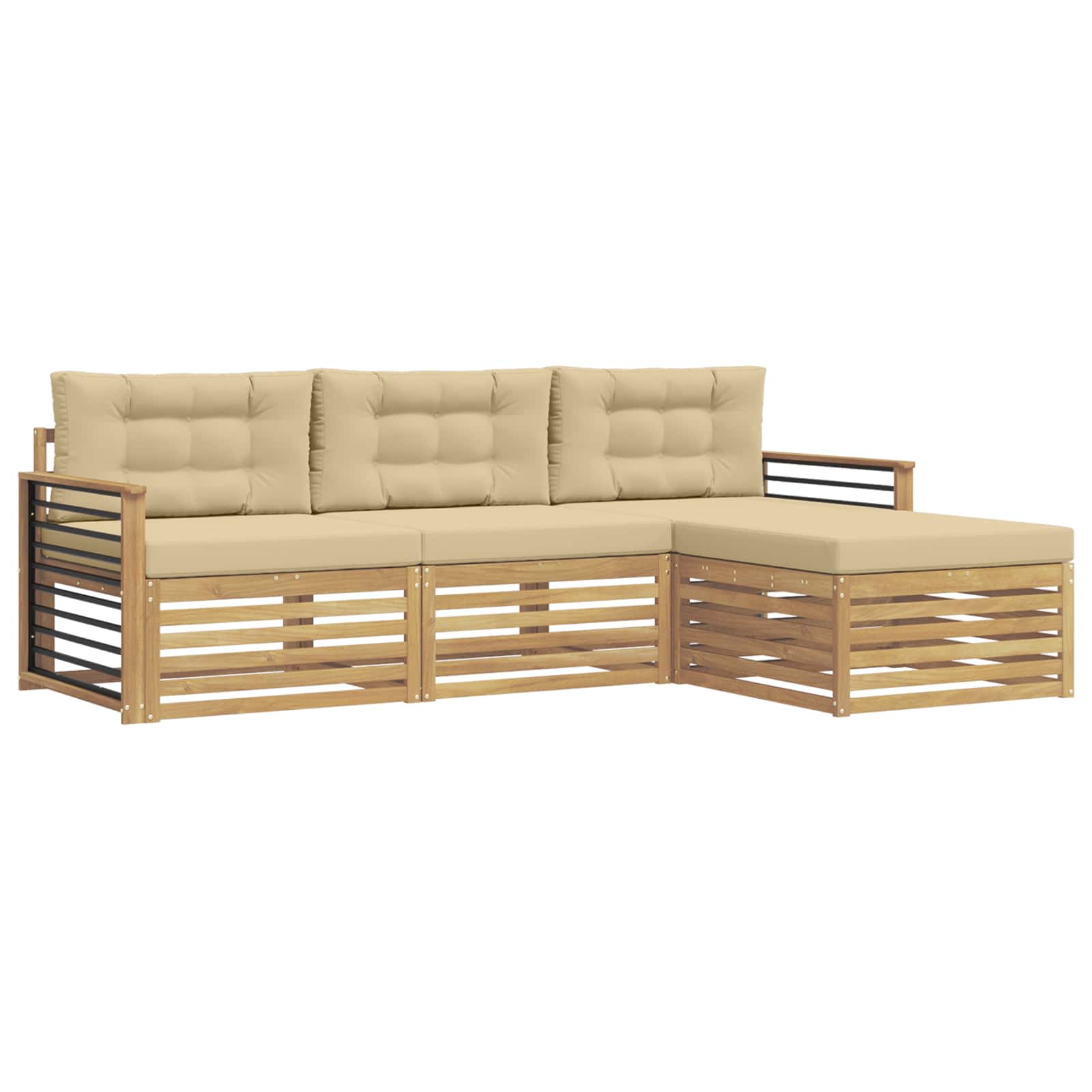Set vanjskih sofa s jastukom 4 pcs Bijela i bež Poliester