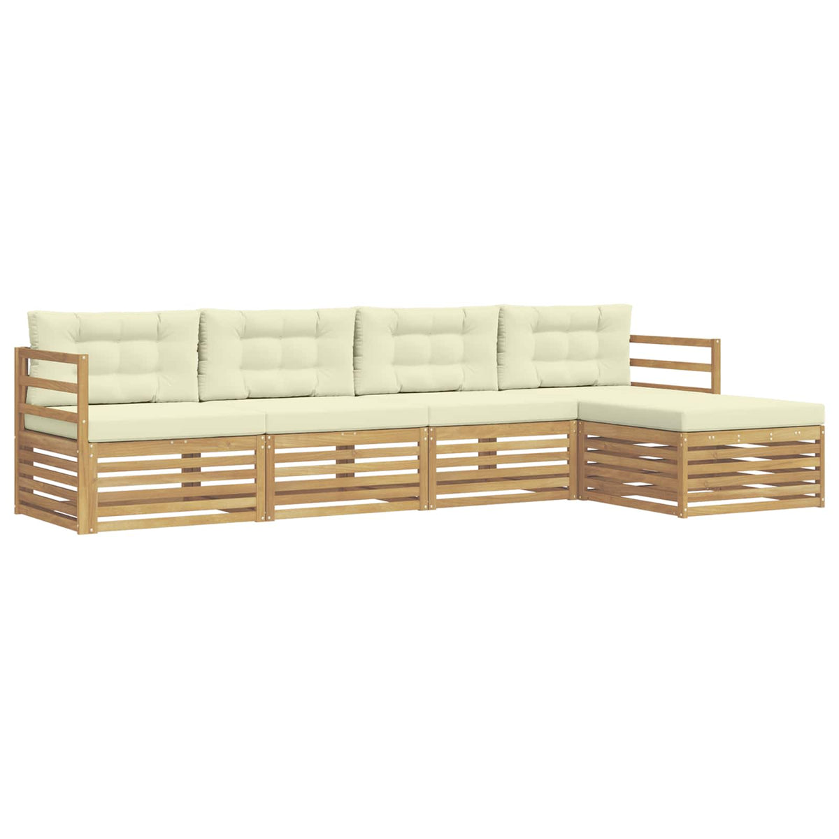 Set vanjskih sofa 5 kom. Bijela i krem Poliester