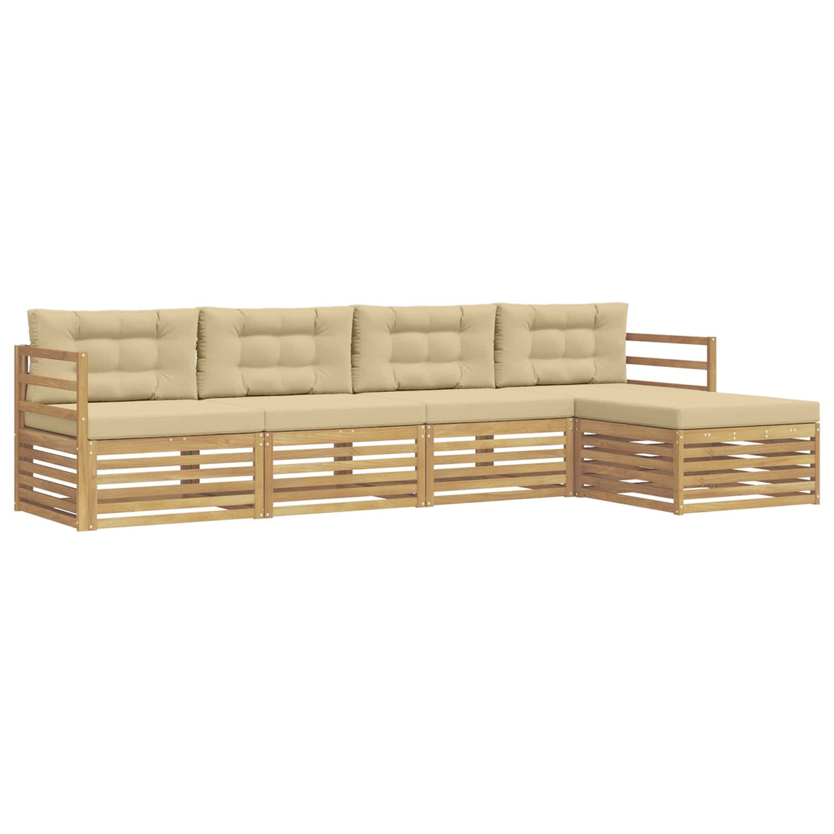 Set vanjskih sofa 5 kom. Bijela i bež Poliester