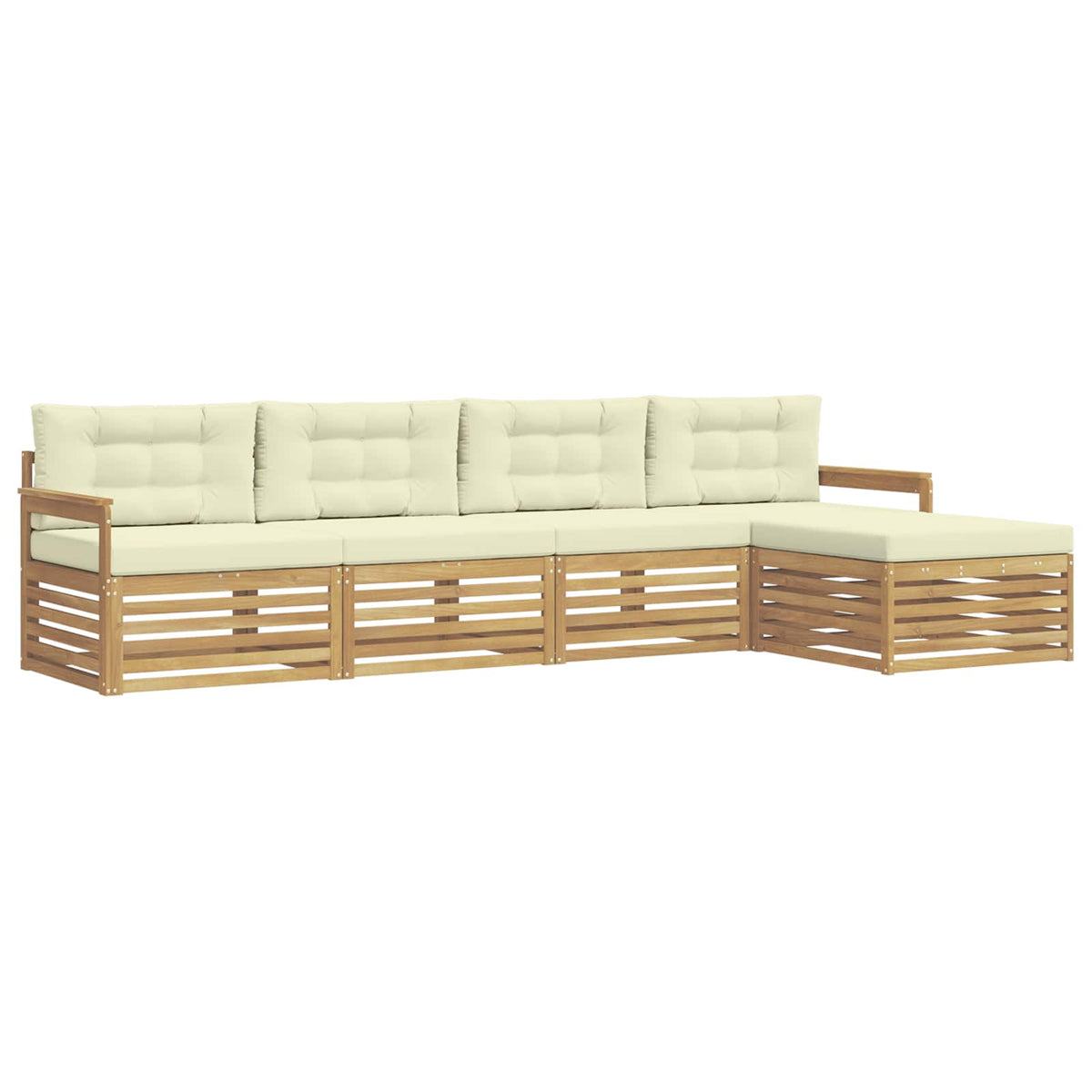 Set vanjskih sofa 5 kom. Bijela i krem Poliester