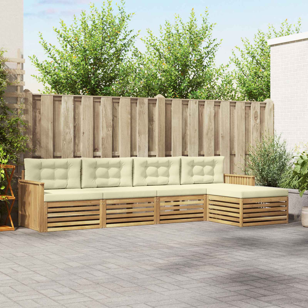 Set vanjskih sofa 5 kom. Bijela i krem