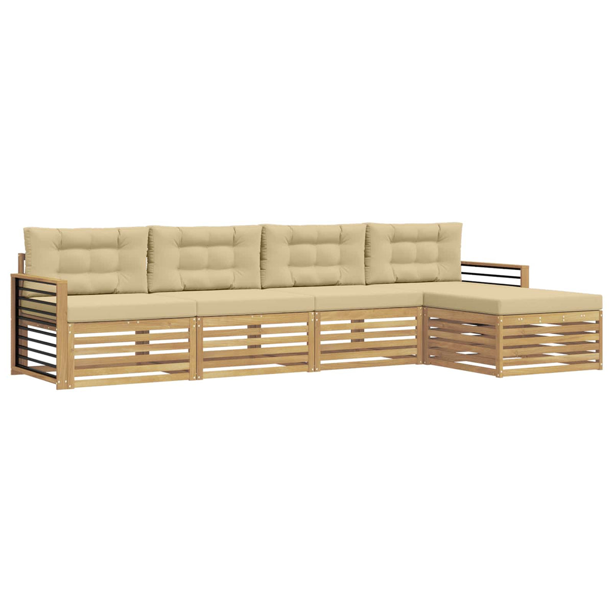 Set vanjskih sofa 5 kom. Bijela i bež Poliester