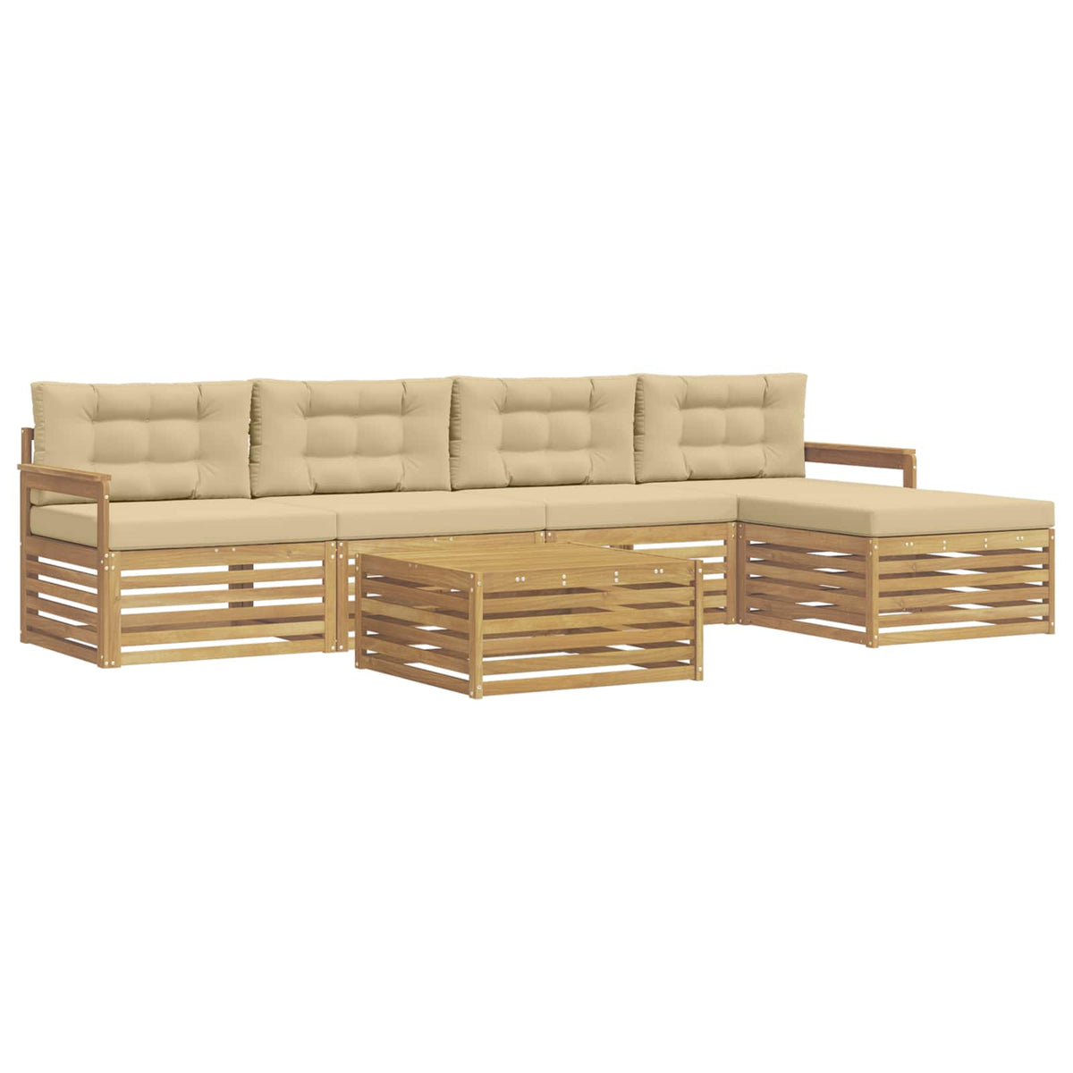 Set vanjskih sofa 7 kom. Bijela i bež Poliester Smeđa 79 x 79 x 37 cm