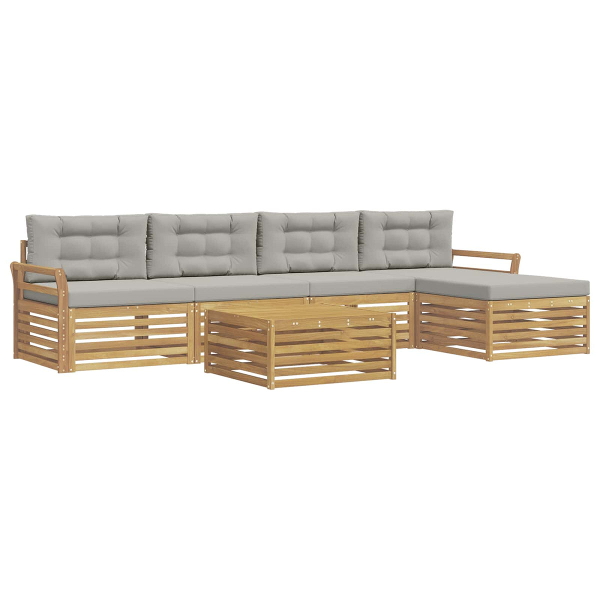 Set vanjskih sofa 6 kom. Bijela i svjetlosiva Poliester