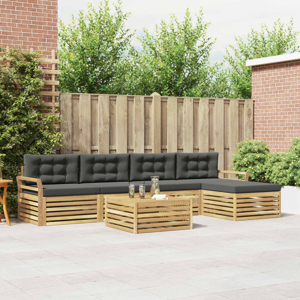 Set vanjskih sofa 6 kom. Bijela i antracit Poliester