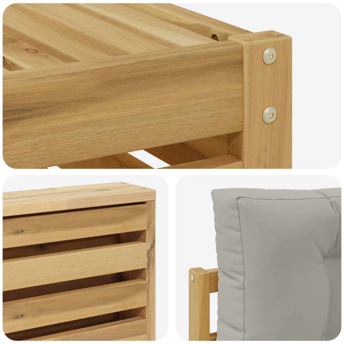 Set vanjskih sofa 6 kom. Bijela i svjetlosiva Poliester