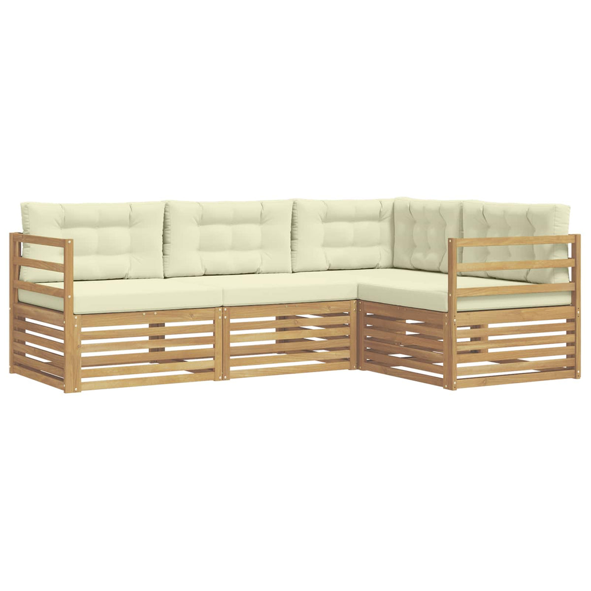 Set vanjskih sofa 4 kom. Bijela i krem Poliester