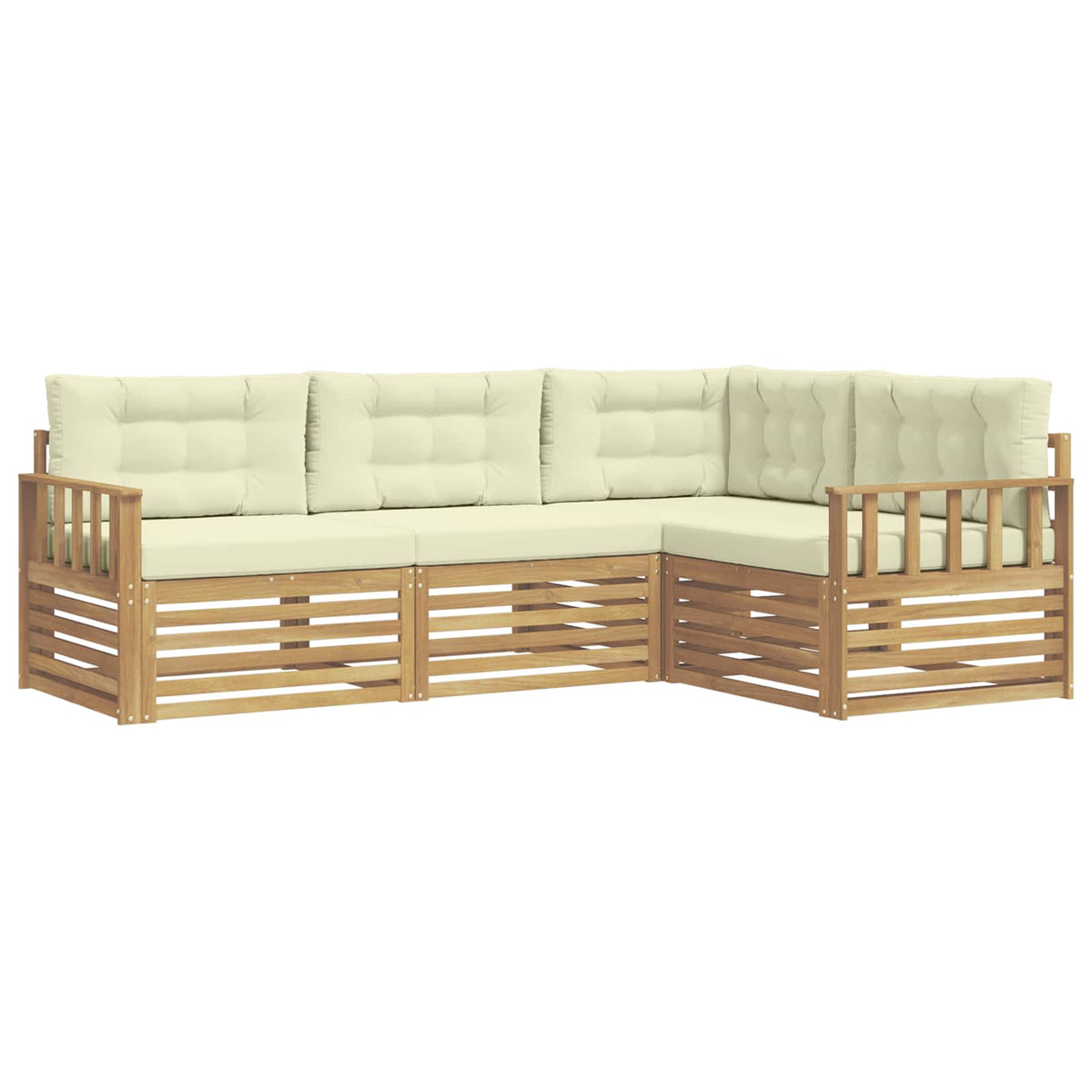 Set vanjskih sofa s jastukom 5 pcs Bijela i krem Poliester