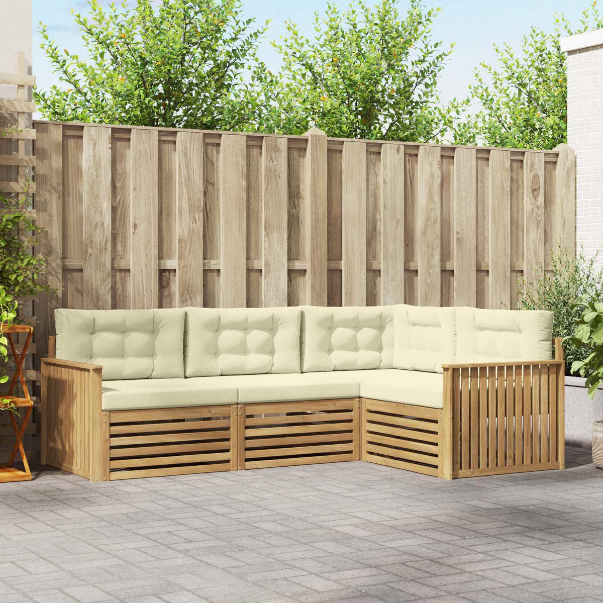 Set vanjskih sofa 4 kom. Bijela i krem Poliester