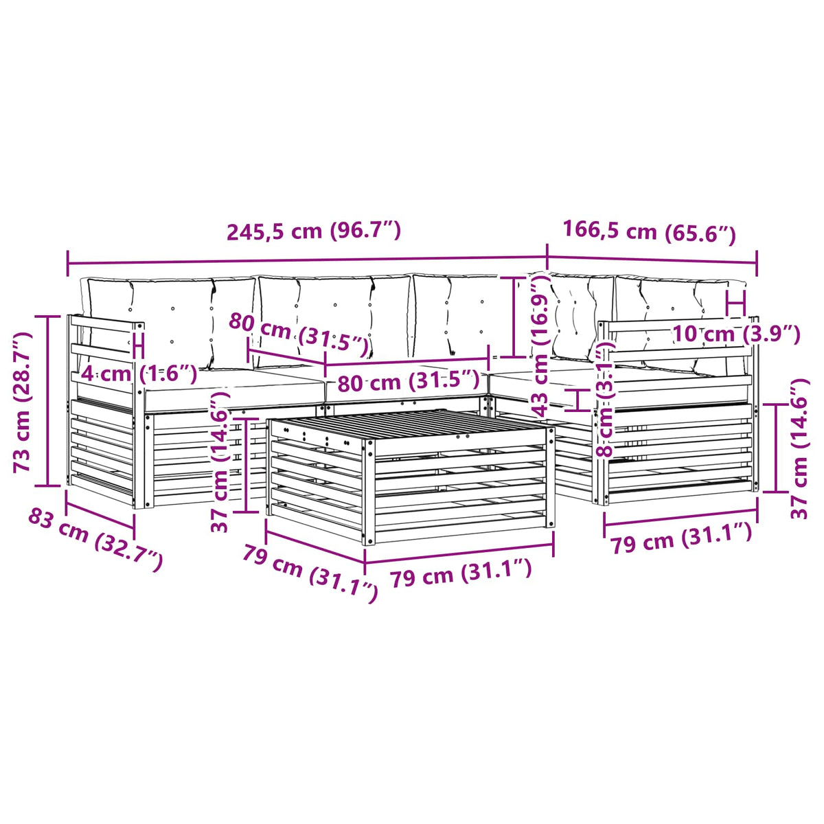 Set vanjskih sofa 6 pcs