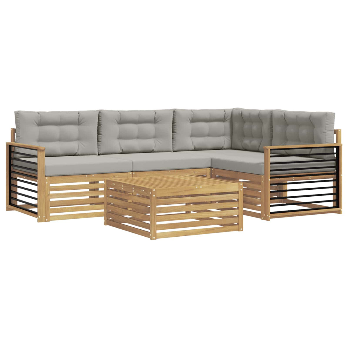 Set vanjskih sofa 6 kom. Bijela i svjetlosiva Poliester