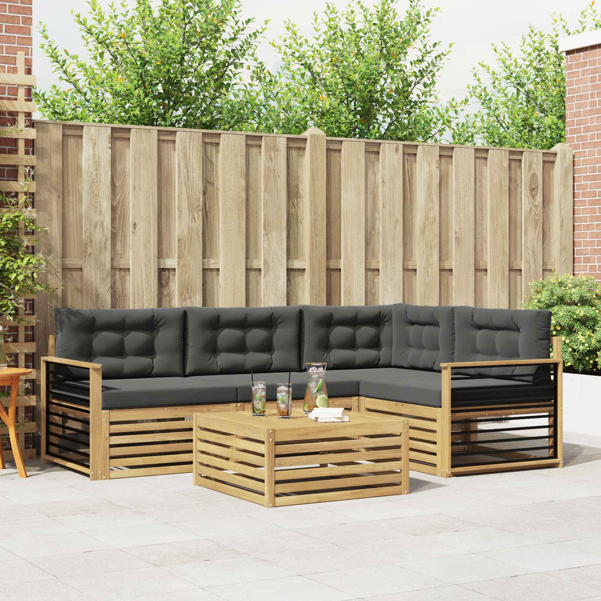 Set vanjskih sofa 6 kom. Bijela i antracit Poliester