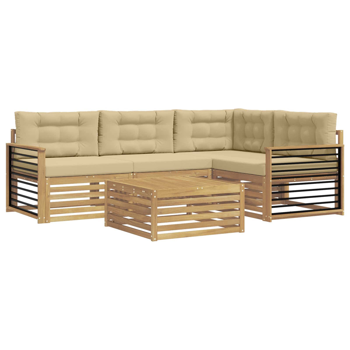 Set vanjskih sofa 6 kom. Bijela i bež Poliester