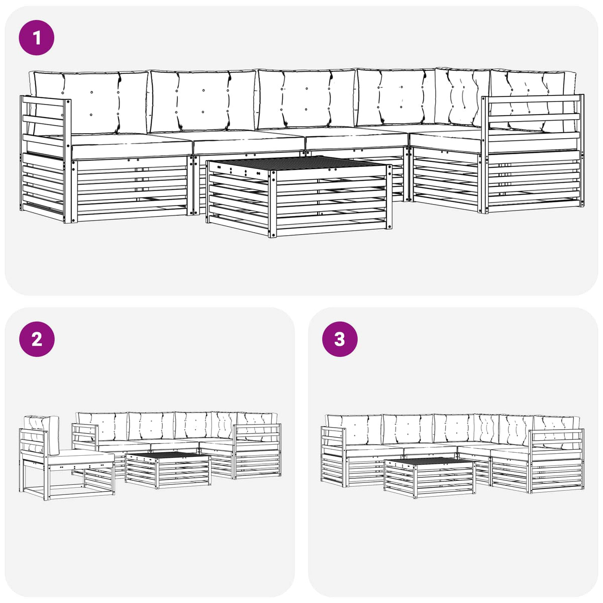 Set vanjskih sofa 6 kom. Bijela i krem Poliester