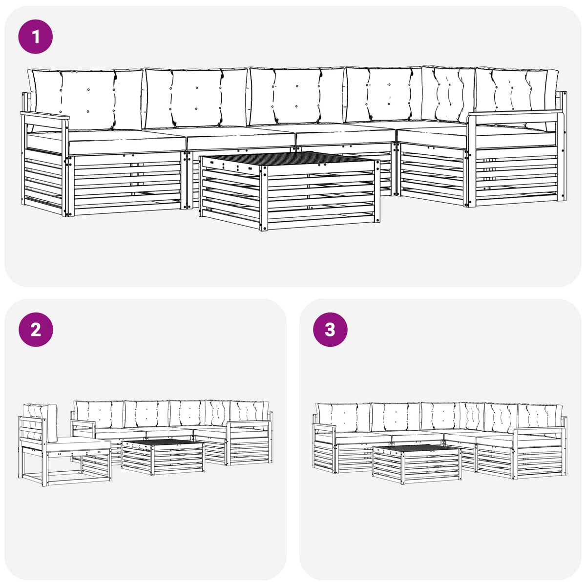 Set vanjskih sofa 6 kom. Bijela i krem Poliester