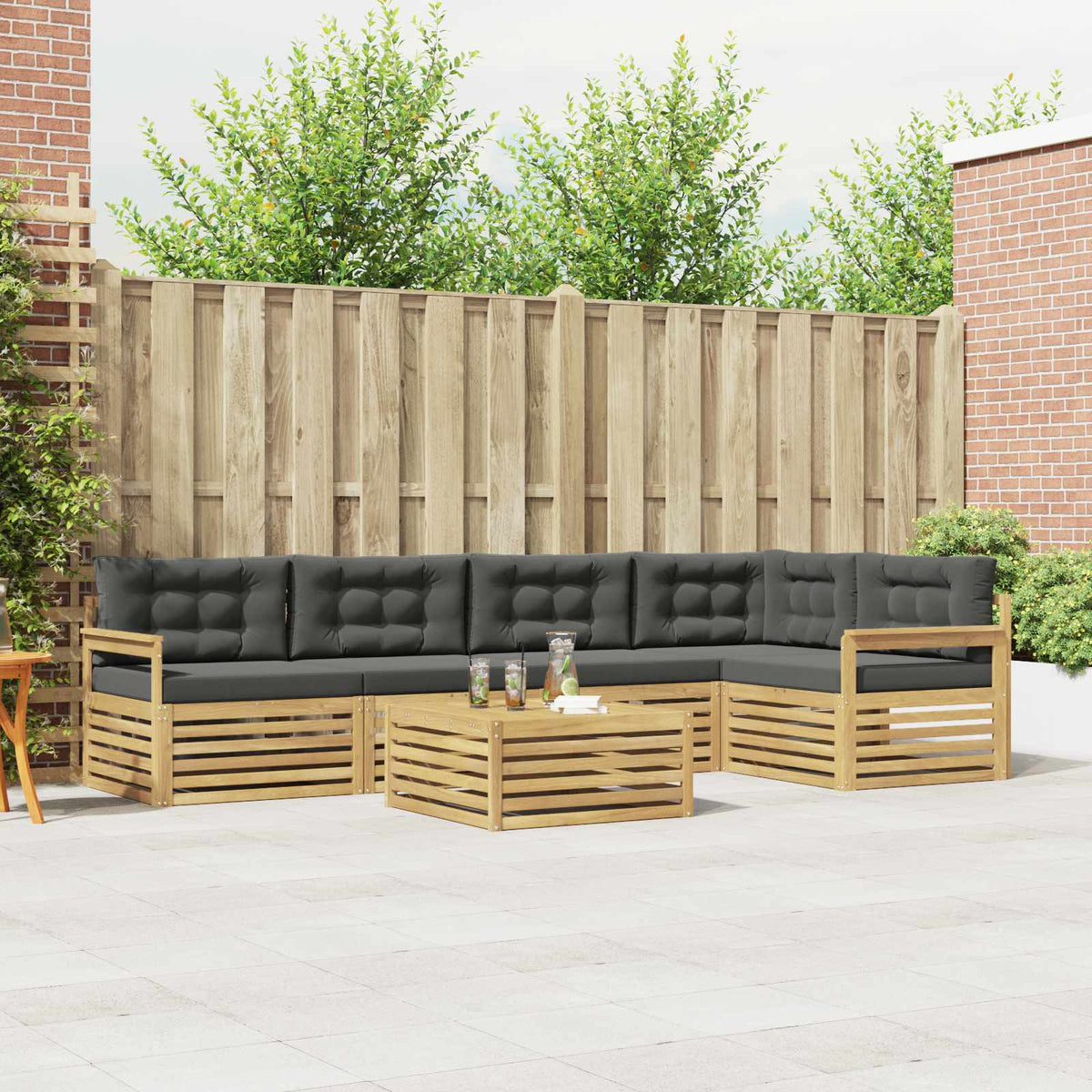 Set vanjskih sofa 6 kom. Bijela i antracit Poliester
