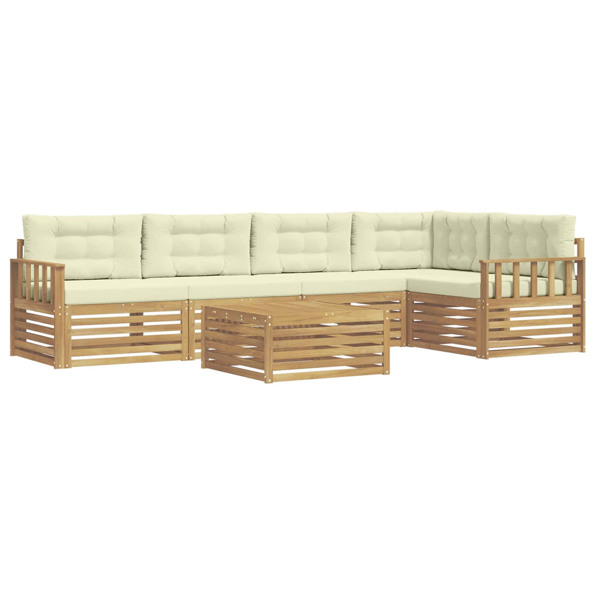 Set vanjskih sofa 6 kom. Bijela i krem Poliester