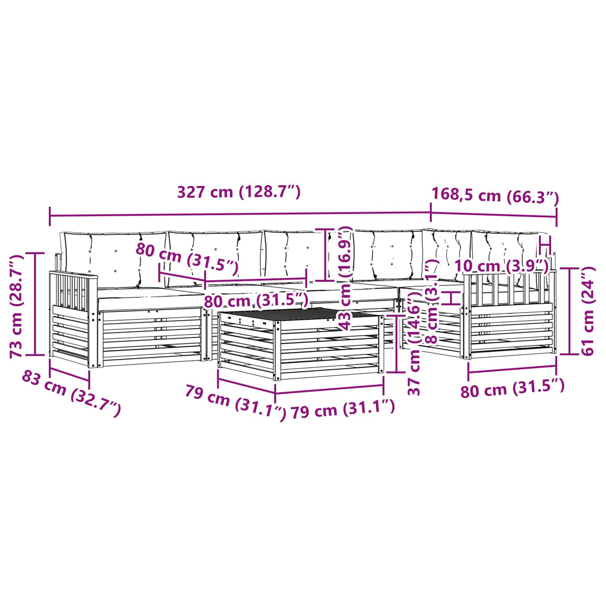 Set vanjskih sofa 6 kom. Bijela i krem Poliester