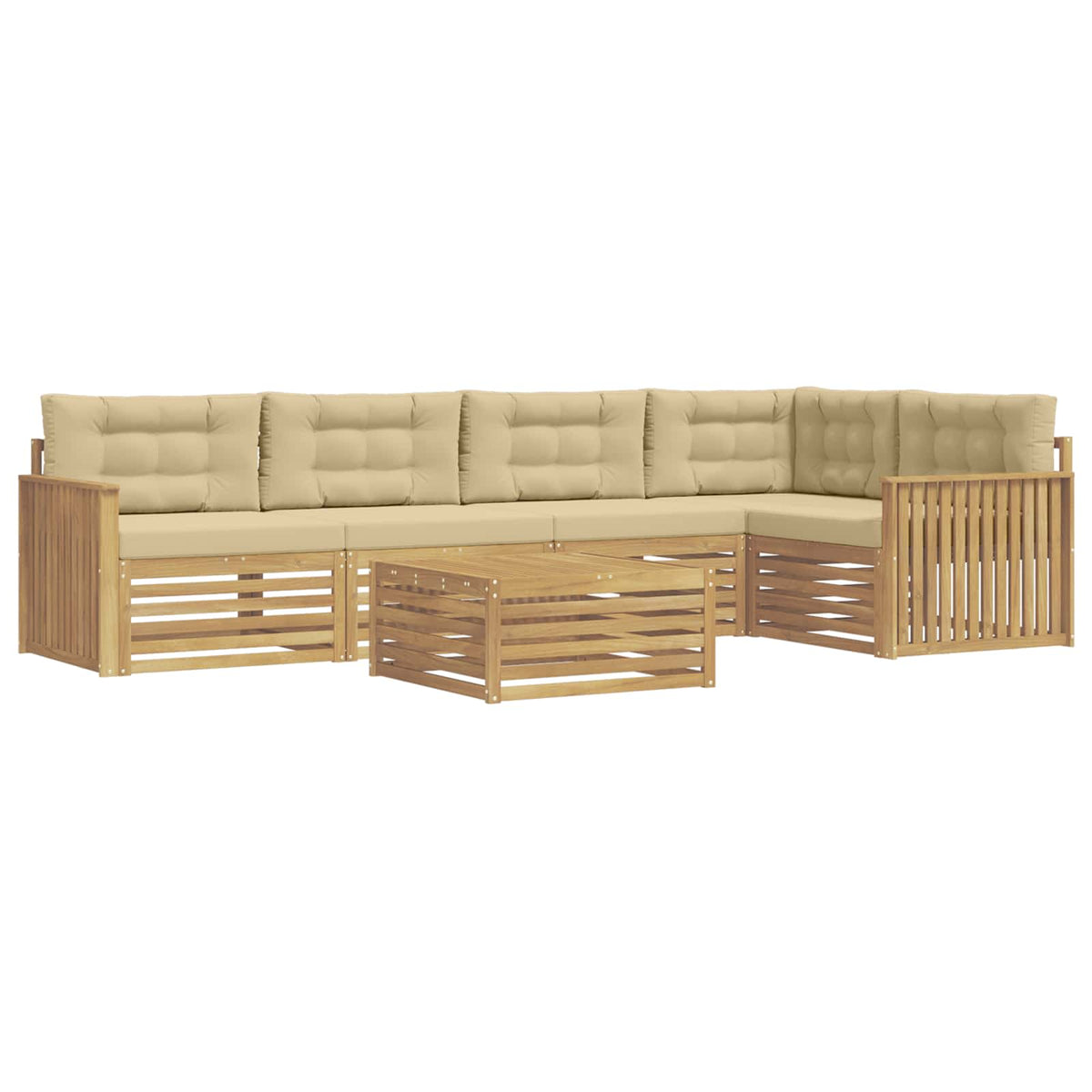 Set vanjskih sofa 6 kom. Bijela i bež Poliester