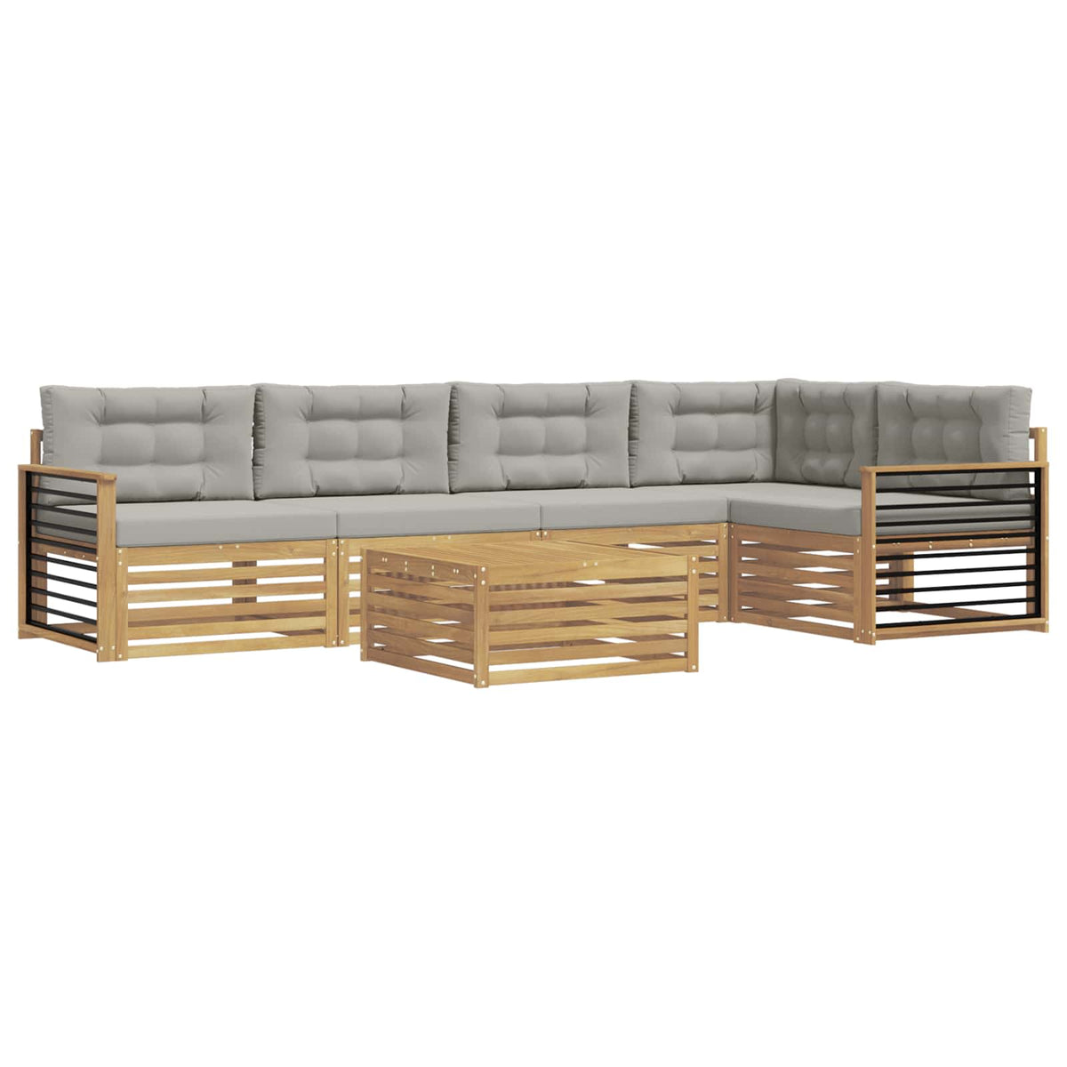Set vanjskih sofa 6 kom. Bijela i svjetlosiva Poliester