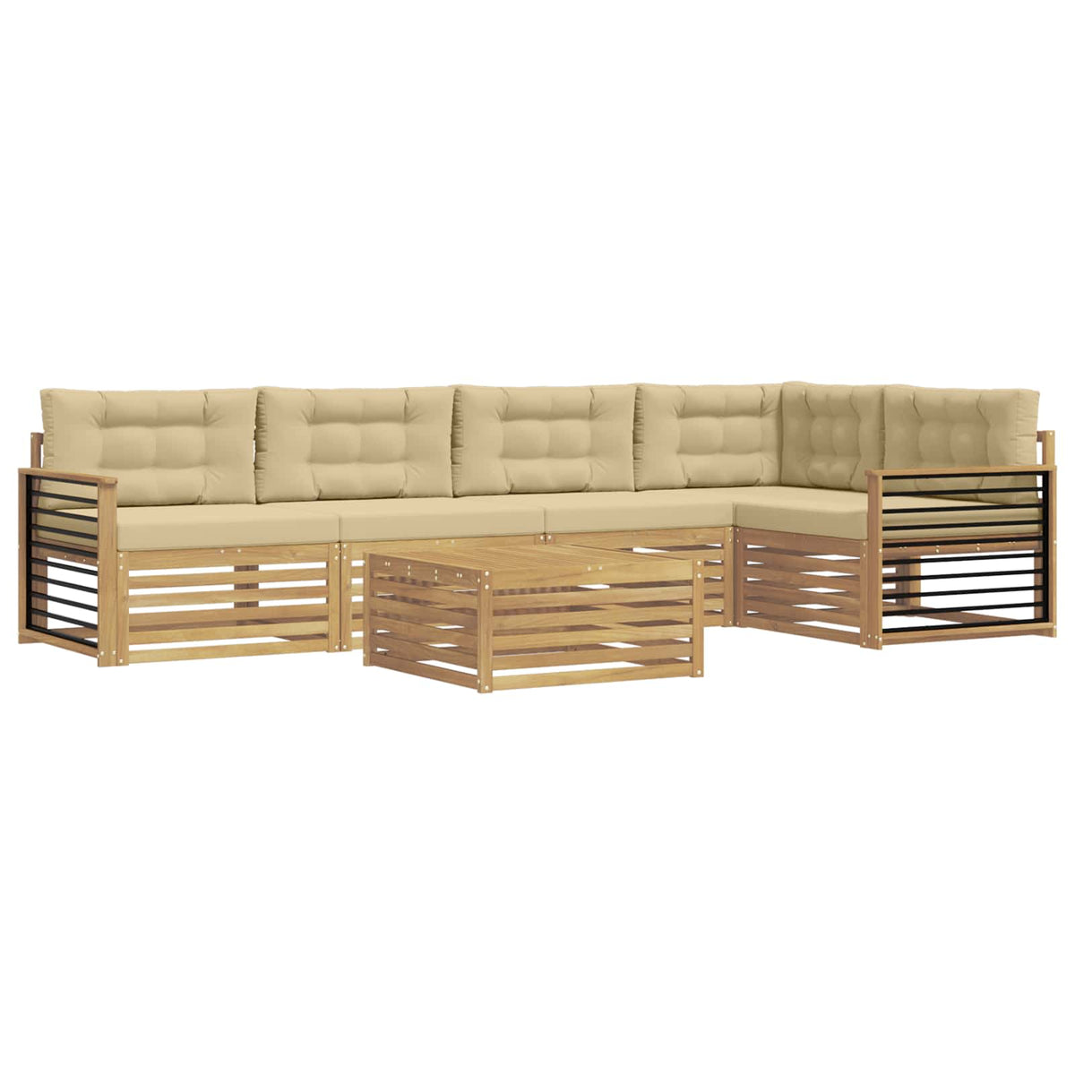 Set vanjskih sofa 6 kom. Bijela i bež Poliester
