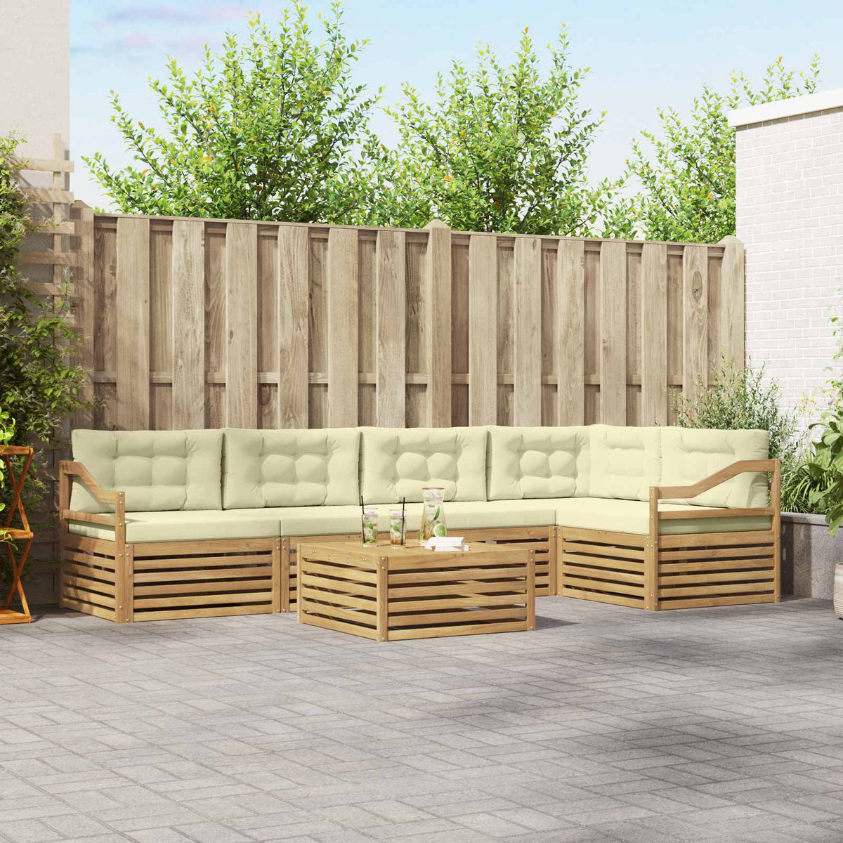 Set vanjskih sofa 6 kom. Bijela i krem Poliester