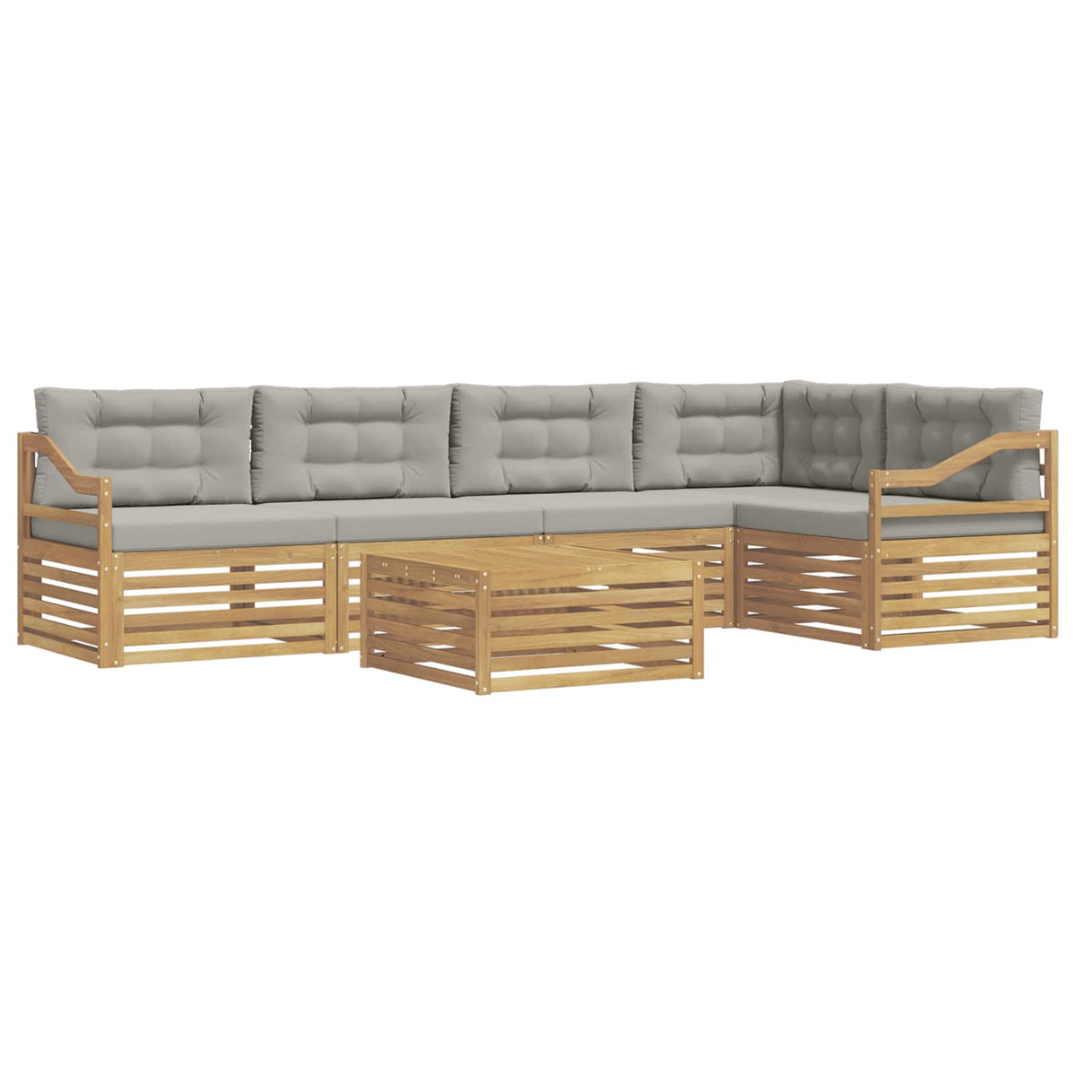 Set vanjskih sofa 6 kom. Bijela i svjetlosiva Poliester
