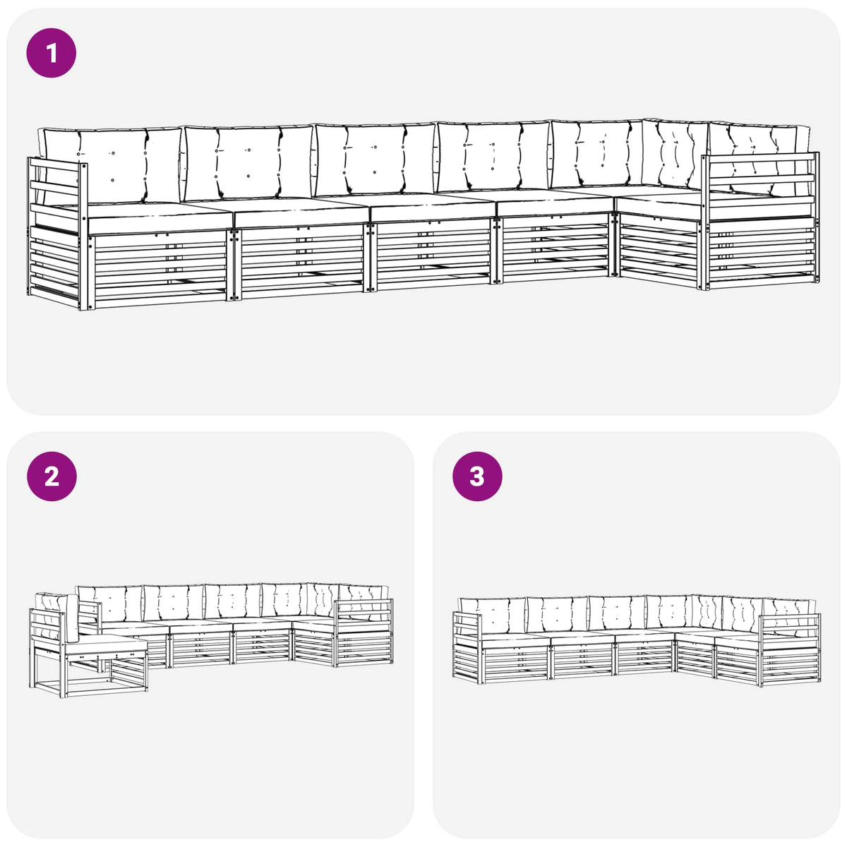 Set vanjskih sofa 6 pcs Bijela i krem 404 x 166,5 x 73 cm