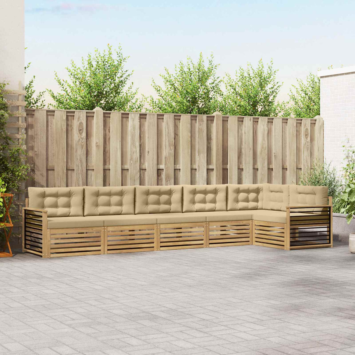 Set vanjskih sofa 6 kom. Bijela i bež Poliester