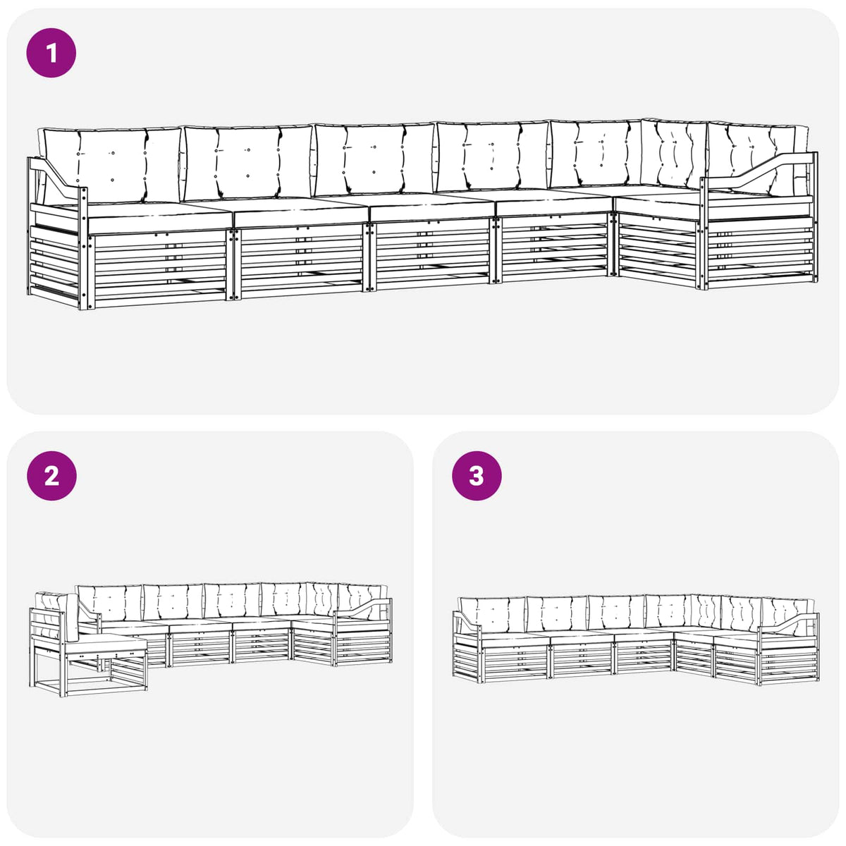 Set vanjskih sofa 6 pcs Bijela i krem 404 x 166,5 x 73 cm
