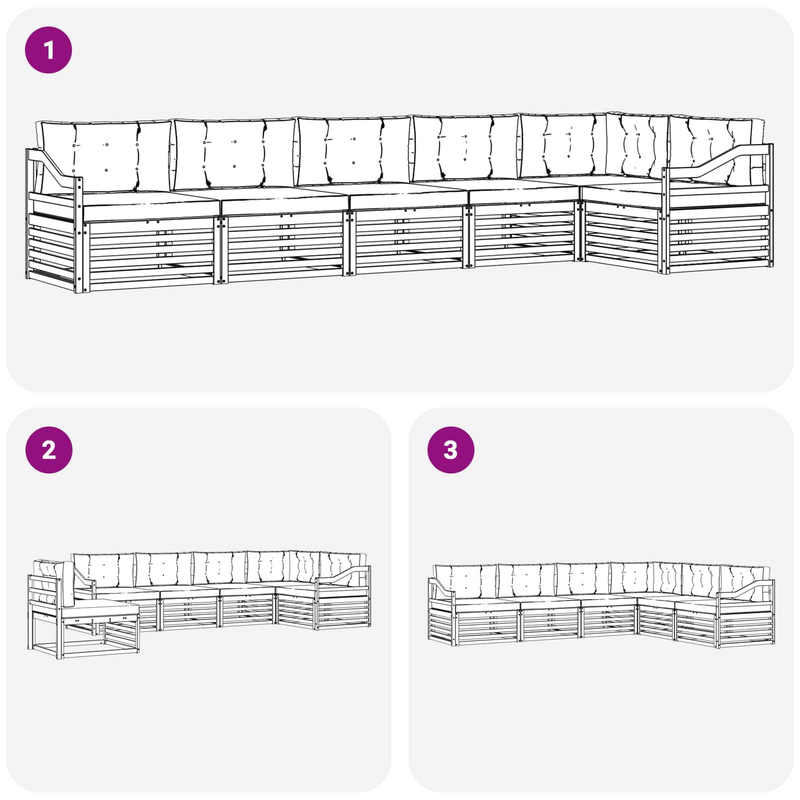 Set vanjskih sofa 6 pcs Bijela i krem 404 x 166,5 x 73 cm