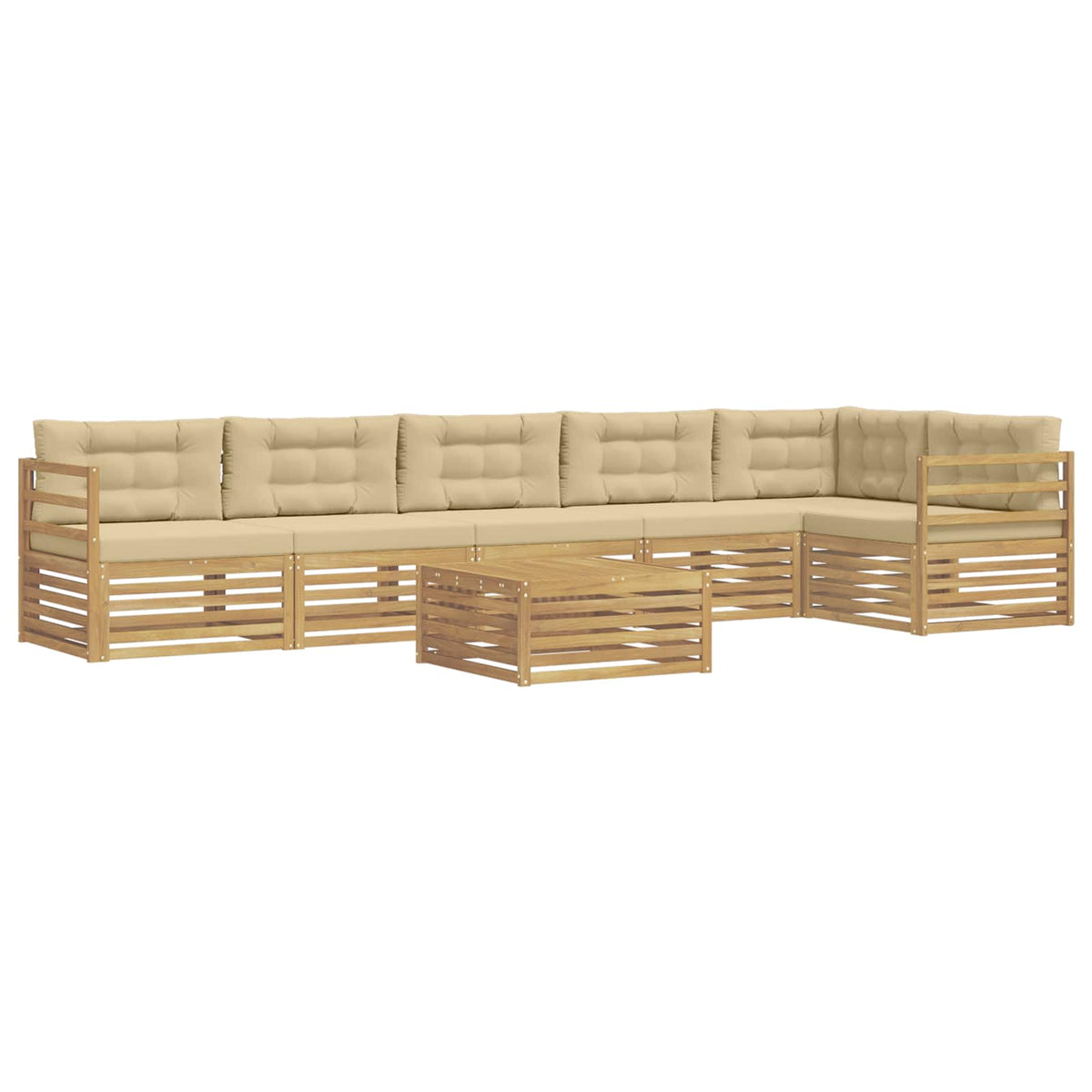 Set vanjskih sofa 7 kom. Bijela i bež Poliester