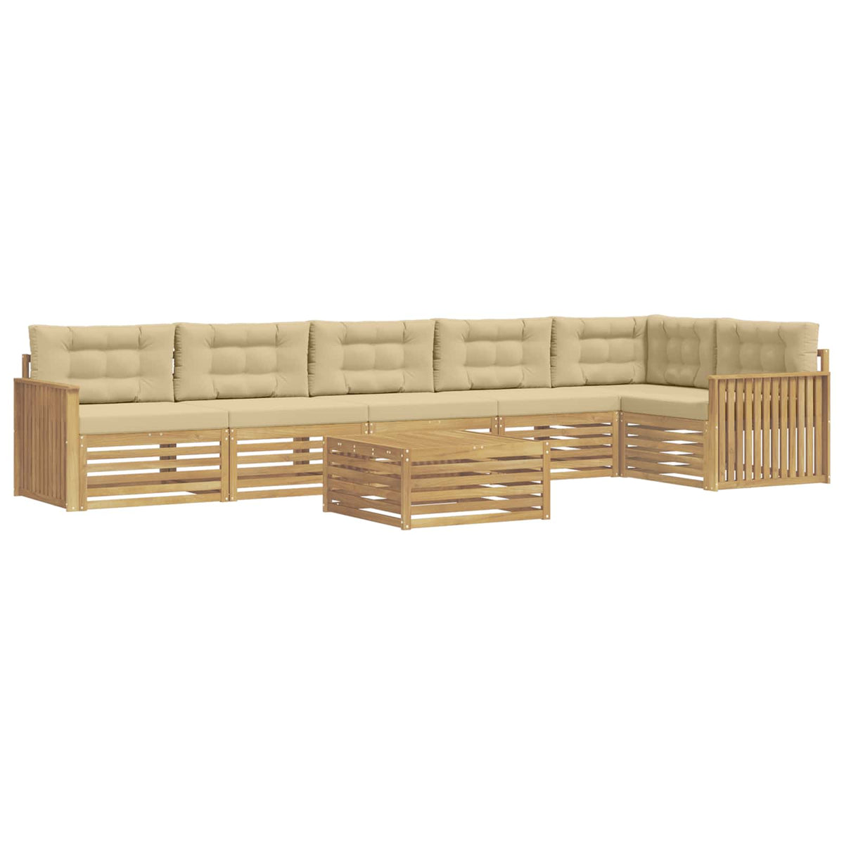 Set vanjskih sofa 7 kom. Bijela i bež Poliester