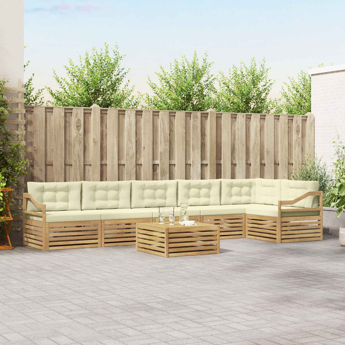 Set vanjskih sofa 7 kom. Bijela i krem Poliester