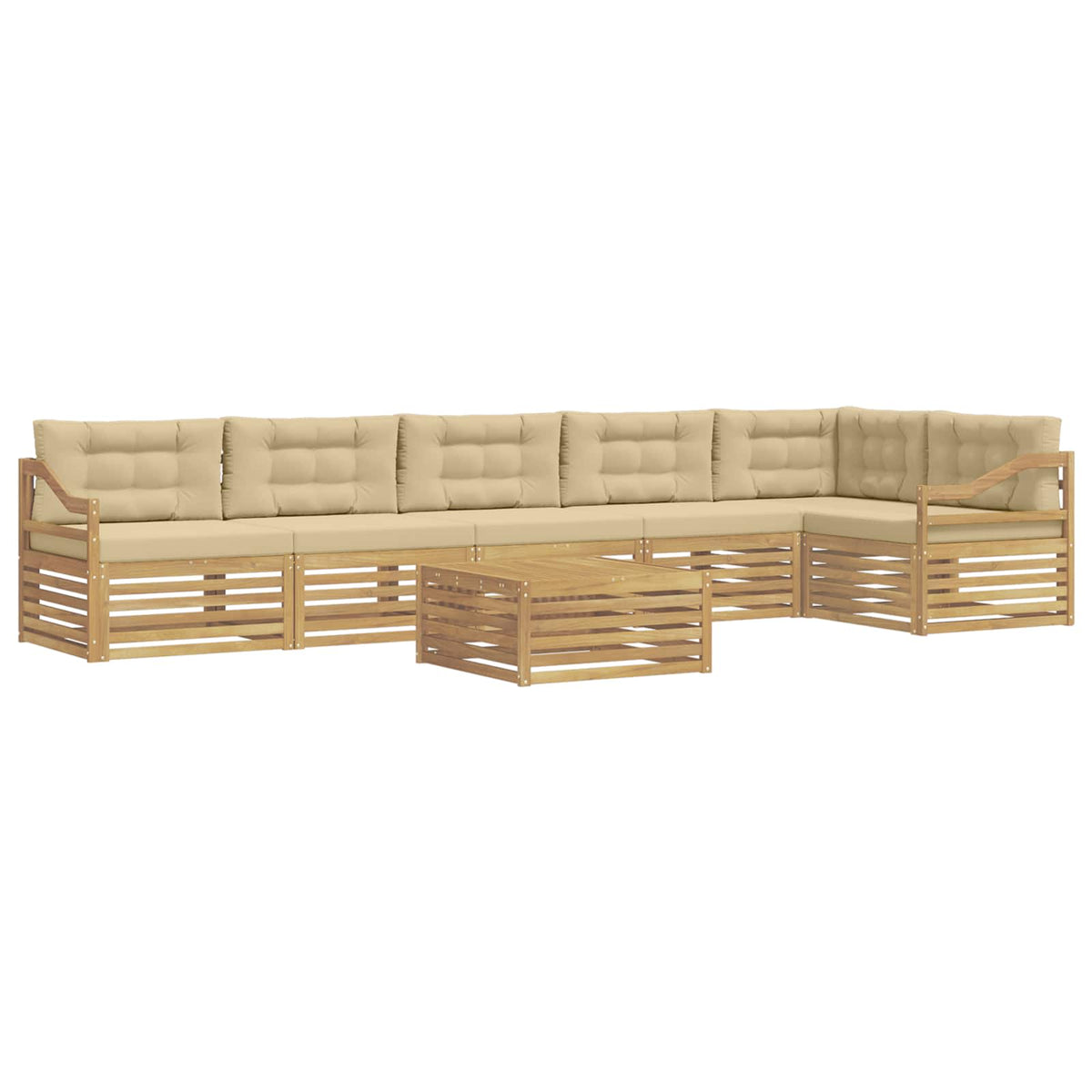 Set vanjskih sofa 7 kom. Bijela i bež Poliester