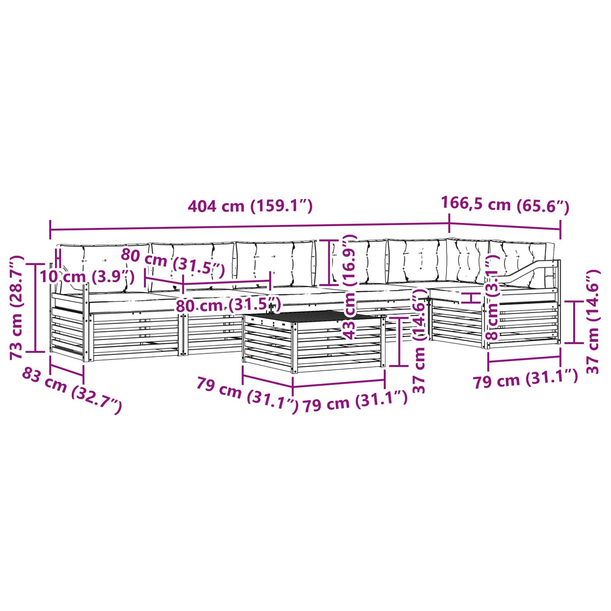 Set vanjskih sofa 7 kom. Bijela i bež Poliester