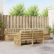 Set vanjskih sofa 7 kom. Bijela i bež Poliester Smeđa 325,5 x 166,5 x 73 cm