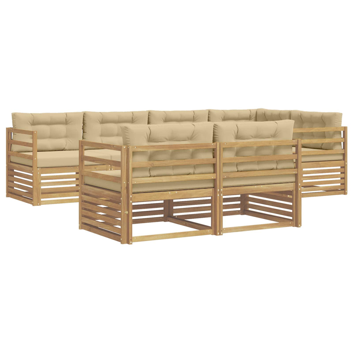 Set vanjskih sofa 7 kom. Bijela i bež Poliester Smeđa 325,5 x 166,5 x 73 cm