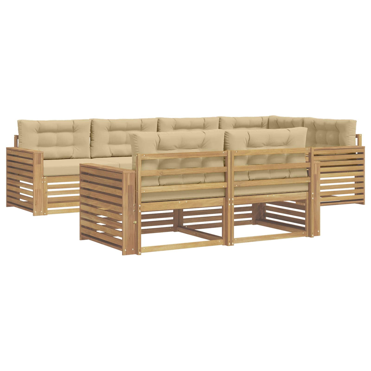 Set vanjskih sofa 7 kom. Bijela i bež Poliester