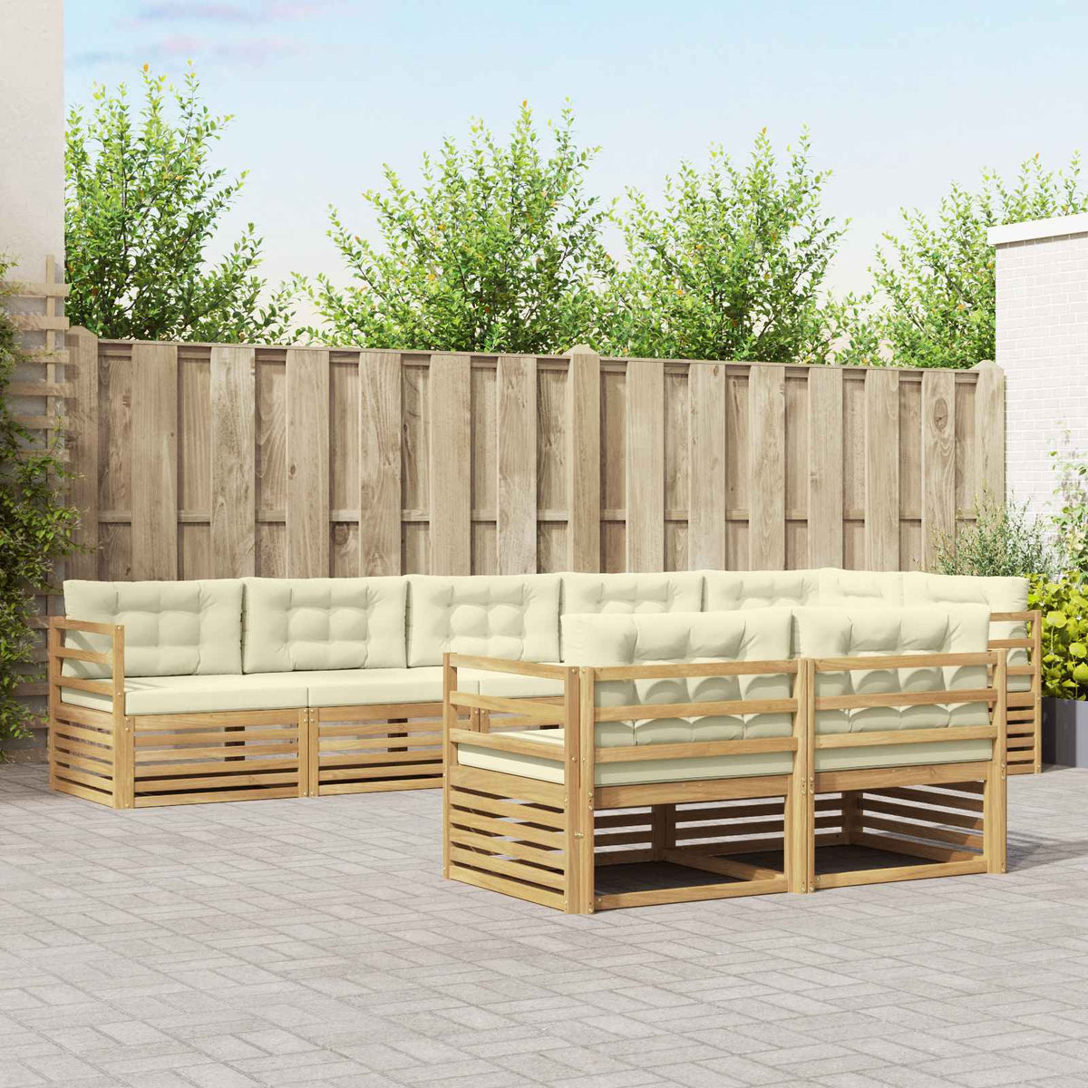Set vanjskih sofa 8 kom. Bijela i krem Poliester